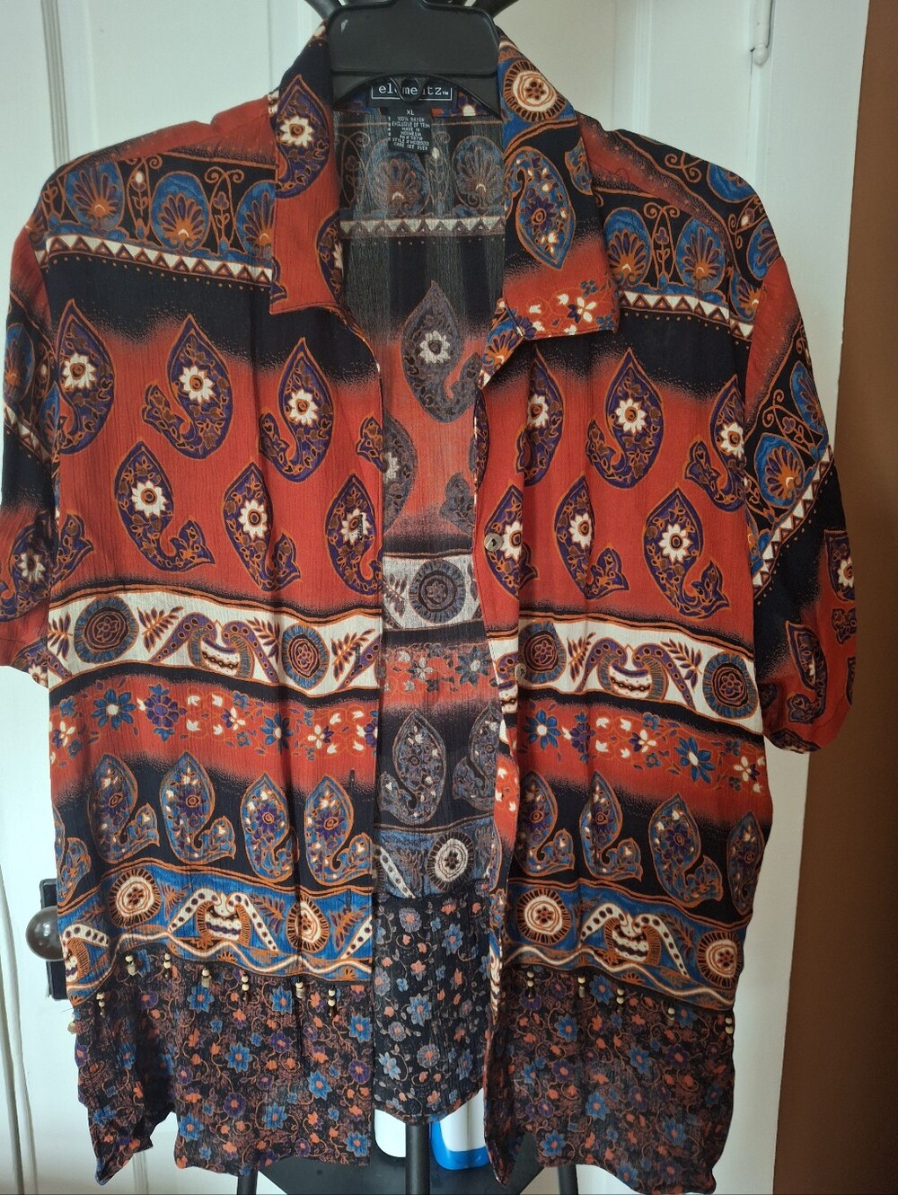 Elementz Red Patterned Short-Sleeve Shirt XL